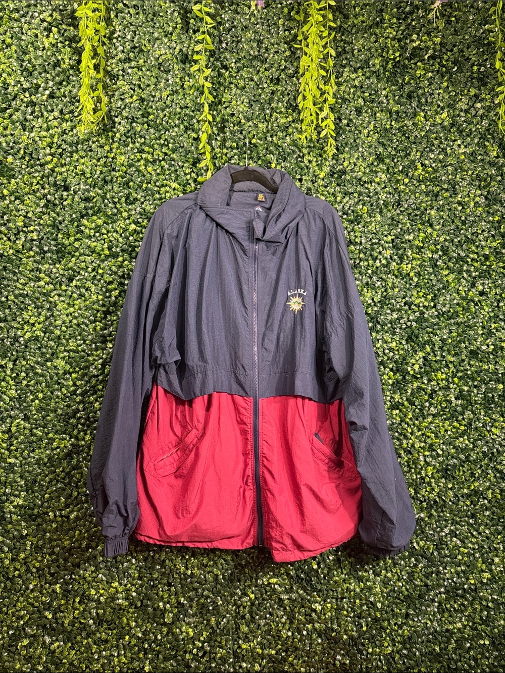 Colorblock Navy and Red Windbreaker Jacket